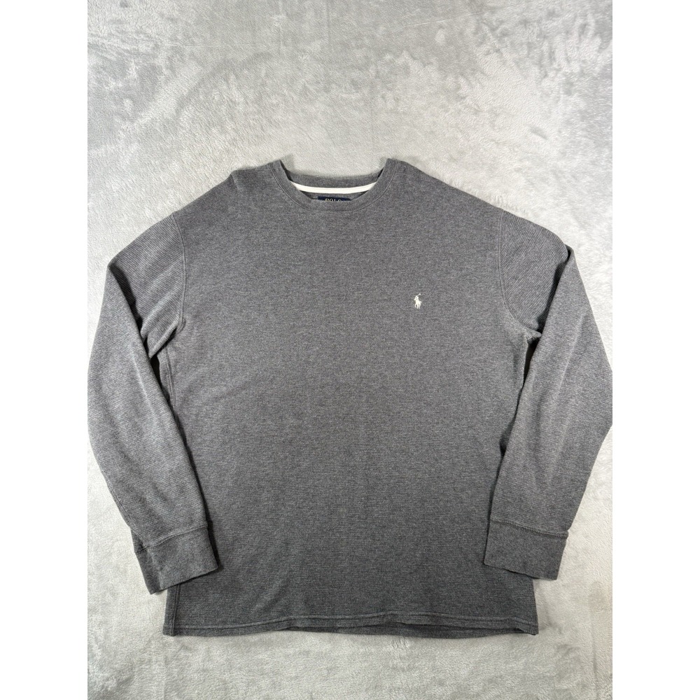 Polo Ralph Lauren Shirt Mens XL Black Waffle Knit Long Sleeve